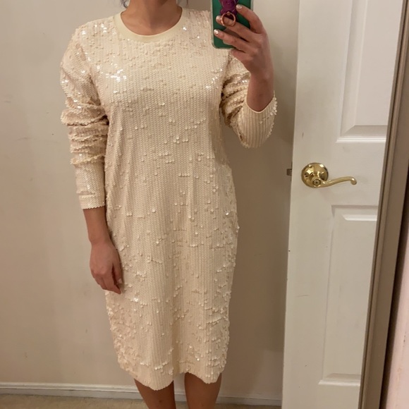 COS ivory sequin dress. Xs - Picture 3 of 15